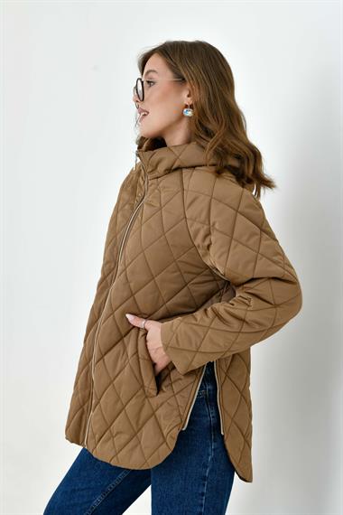 FTZ Women Kadın Kapitone Kaban  Kahve 30966