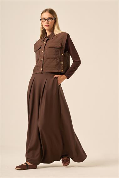 FTZ Women KADIN KAPİTONE OYSHO ETEKLİ TAKIM  Acı Kahve 31220