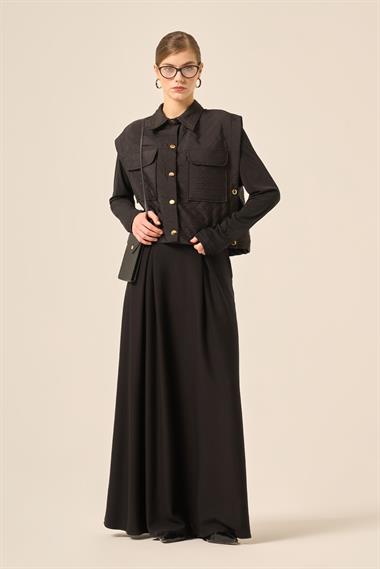 FTZ Women KADIN KAPİTONE OYSHO ETEKLİ TAKIM  Siyah 31220