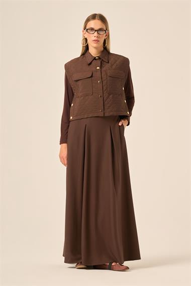 FTZ Women KADIN KAPİTONE OYSHO ETEKLİ TAKIM  Acı Kahve 31220