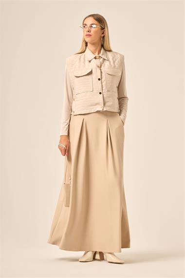 FTZ Women KADIN KAPİTONE OYSHO ETEKLİ TAKIM  Beige 31220