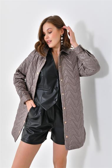 FTZ Women Kadın Kapitoneli Kap  Kahve 30629