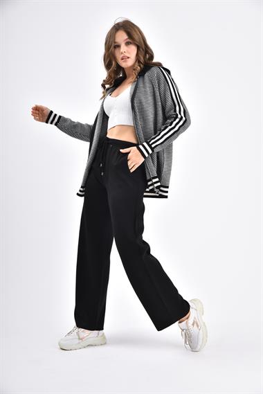 FTZ Women Kadın Kapşon Detay İkili Takım  Siyah 21-6058