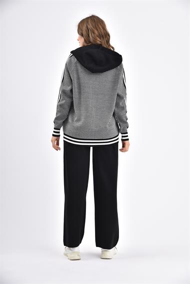 FTZ Women Kadın Kapşon Detay İkili Takım  Siyah 21-6058