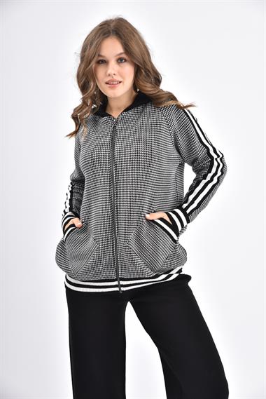 FTZ Women Kadın Kapşon Detay İkili Takım  Siyah 21-6058