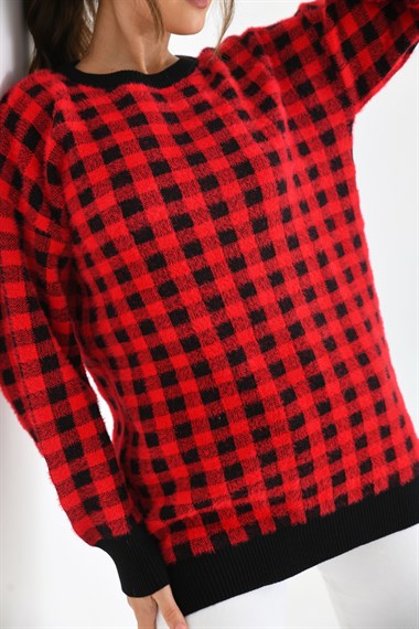 FTZ Women Kadın Kare Desen Bluz  Siyah 21-6334