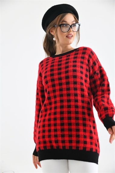 FTZ Women Kadın Kare Desen Bluz  Siyah 21-6334