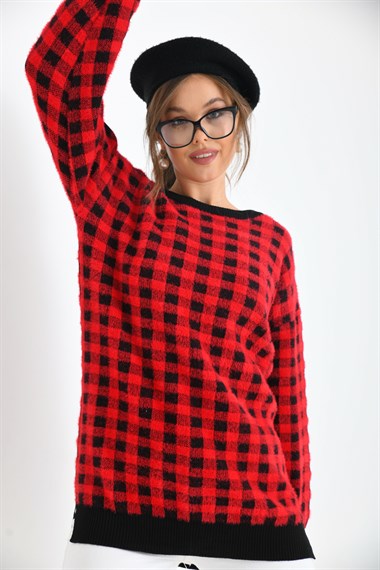 FTZ Women Kadın Kare Desen Bluz  Siyah 21-6334