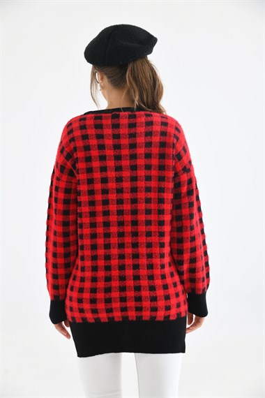 FTZ Women Kadın Kare Desen Bluz  Siyah 21-6334