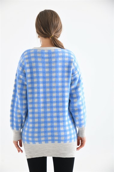 FTZ Women Kadın Kare Desen Bluz  Taş 21-6334