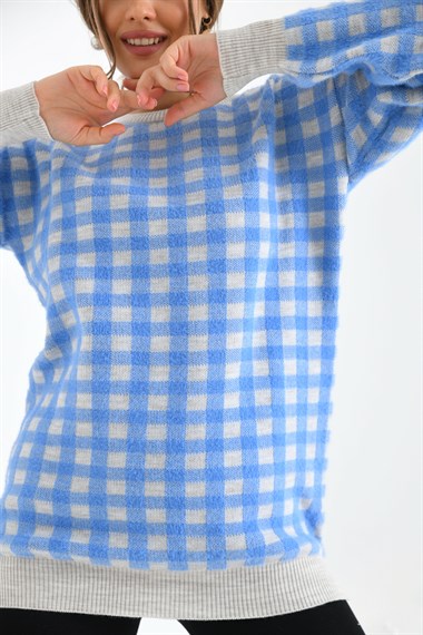 FTZ Women Kadın Kare Desen Bluz  Taş 21-6334