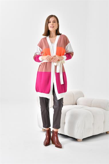 FTZ Women Kadın Kare Detay Uzun Hırka  Ekru 20105