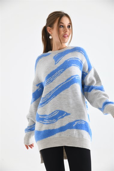 FTZ Women Kadın Karışık Desen Kazak  Taş 21-6245