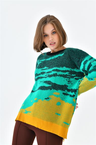 FTZ Women Kadın Karışık Desenli Kazak  Benetton 20433