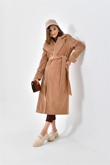 FTZ Women Kadın Kaşe Kaban  Camel RBN4035