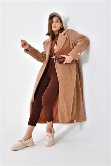 FTZ Women Kadın Kaşe Kaban  Camel RBN4035