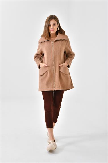 FTZ Women Kadın Kaşe Kaban  Camel RBN4033
