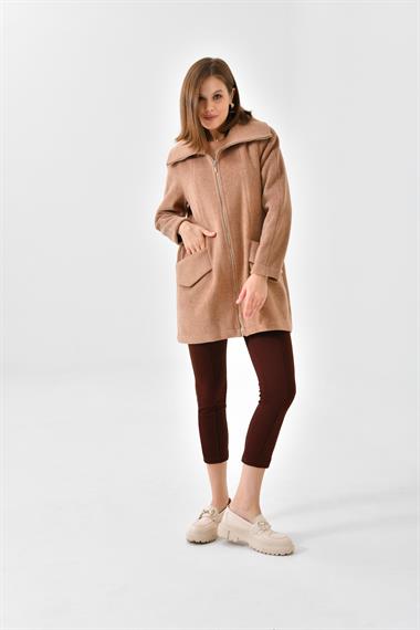 FTZ Women Kadın Kaşe Kaban  Camel RBN4033