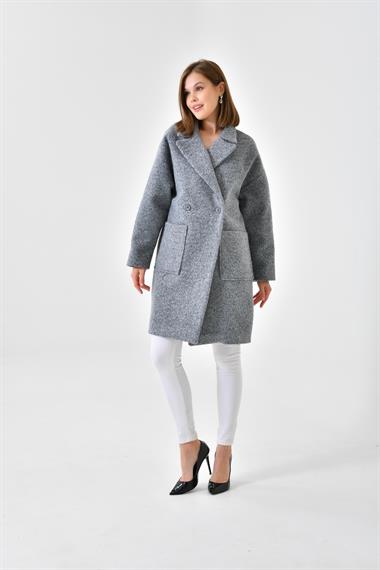 FTZ Women Kadın Kaşe Kaban  Gri 30626