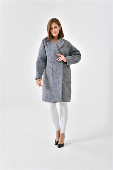 FTZ Women Kadın Kaşe Kaban  Gri 30626