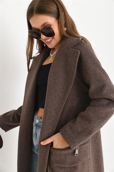 FTZ Women Kadın Kaşe Kaban  Kahve 30233