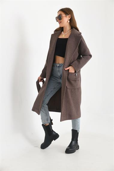 FTZ Women Kadın Kaşe Kaban  Kahve 30233