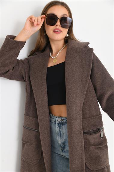 FTZ Women Kadın Kaşe Kaban  Kahve 30233
