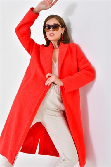 FTZ Women Kadın Kaşe Kaban  Kırmızı 30625