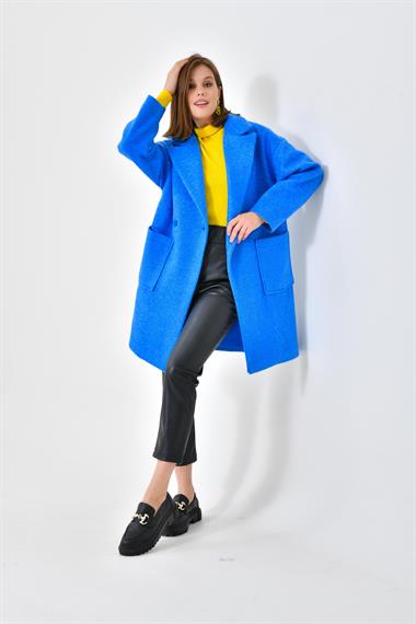 FTZ Women Kadın Kaşe Kaban  Saks Mavi 30626