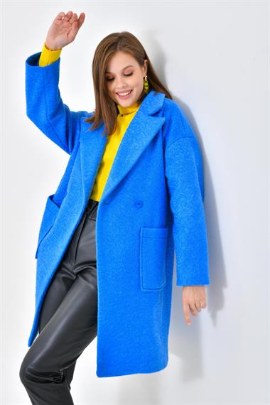 FTZ Women Kadın Kaşe Kaban  Saks Mavi 30626