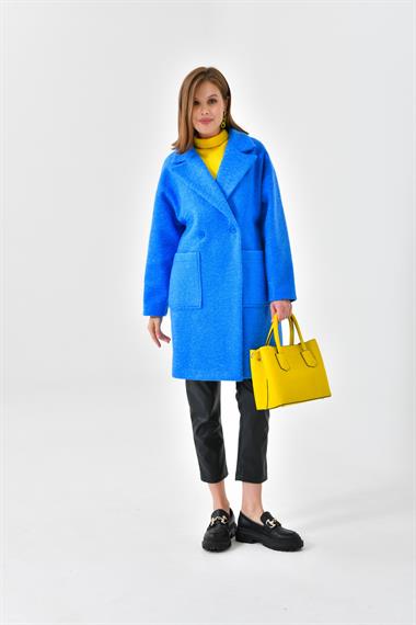 FTZ Women Kadın Kaşe Kaban  Saks Mavi 30626