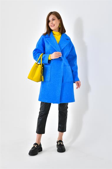 FTZ Women Kadın Kaşe Kaban  Saks Mavi 30626