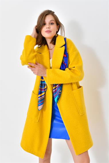 FTZ Women Kadın Kaşe Kaban  Sarı 30626