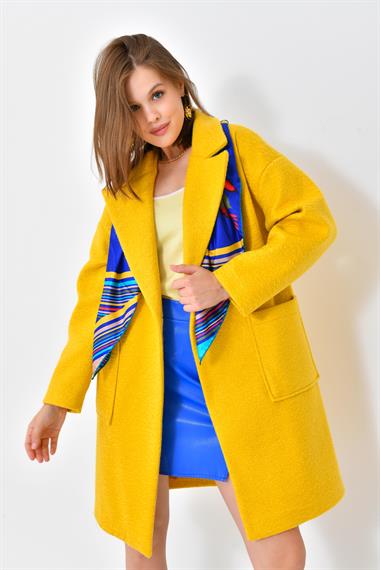 FTZ Women Kadın Kaşe Kaban  Sarı 30626