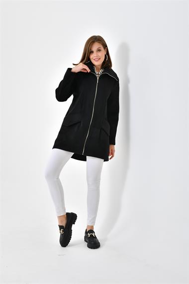 FTZ Women Kadın Kaşe Kaban  Siyah RBN4033