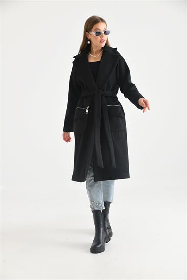 FTZ Women Kadın Kaşe Kaban  Siyah 30233