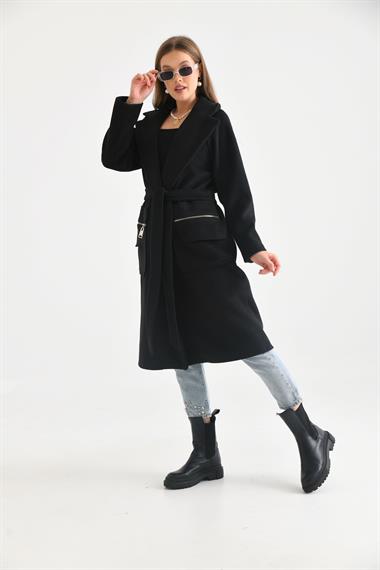 FTZ Women Kadın Kaşe Kaban  Siyah 30233