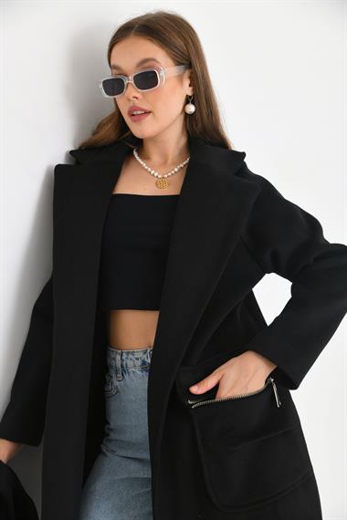 FTZ Women Kadın Kaşe Kaban  Siyah 30233