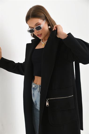 FTZ Women Kadın Kaşe Kaban  Siyah 30233