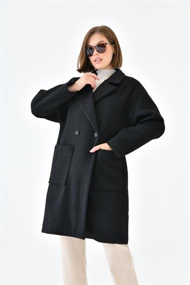 FTZ Women Kadın Kaşe Kaban  Siyah 30626