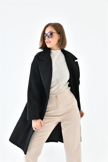 FTZ Women Kadın Kaşe Kaban  Siyah 30626