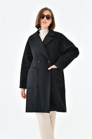 FTZ Women Kadın Kaşe Kaban  Siyah 30626