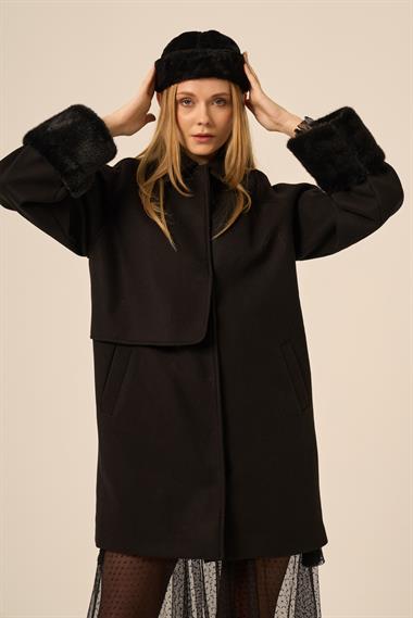 FTZ Women Kadın Kaşe Kaban  Siyah 31280