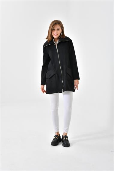 FTZ Women Kadın Kaşe Kaban  Siyah RBN4033