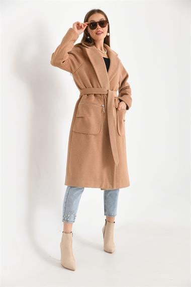 FTZ Women Kadın Kaşe Kaban  Somon 30233