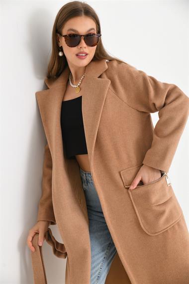 FTZ Women Kadın Kaşe Kaban  Somon 30233