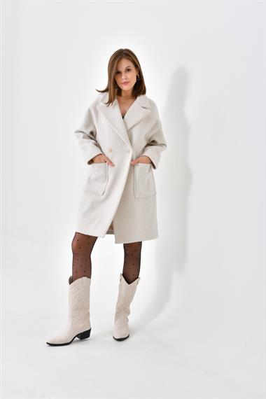 FTZ Women Kadın Kaşe Kaban  Taş 30626