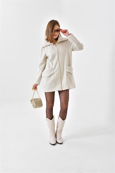 FTZ Women Kadın Kaşe Kaban  Taş RBN4033