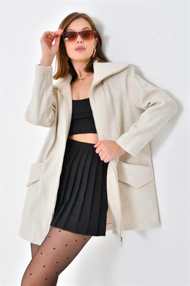 FTZ Women Kadın Kaşe Kaban  Taş RBN4033