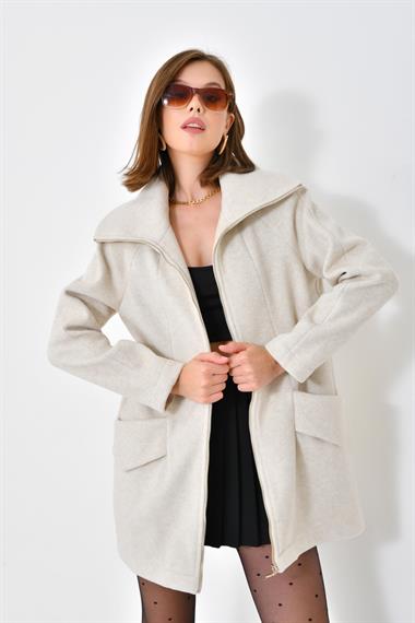 FTZ Women Kadın Kaşe Kaban  Taş RBN4033